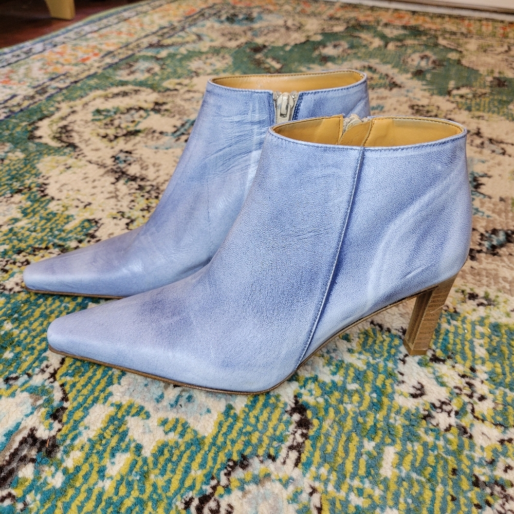 Maripé‎ Italian Leather Blue Washed Pointed Toe Ankle Boots, Size Womens 7 - Picture 3 of 11